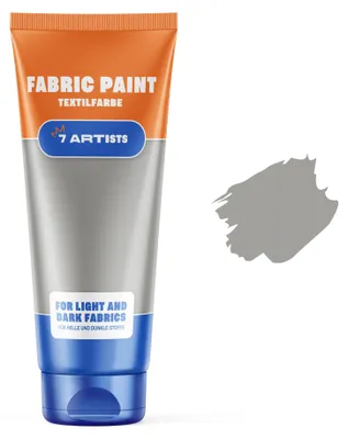 Produktbild von 7 Artists Stoffmalfarben Stofffarben Textilfarbe Grau Acrylfarbe Waschfest Auf Wasserbasis | Flasche 60 ml | Textilfarbe Waschmaschinenfest Nach Fixierung | Hochdeckend Für Dunkle Stoffe – Deckweiß