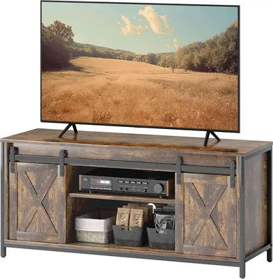 Produktbild von TV-Schrank, Fernsehtisch für Fernseher bis zu 60 Zoll, Lowboard mit 2 Schränken und 2 Regalebenen, Fernsehschrank für Wohnzimmer, 120 x 40 x 54 cm Braun
