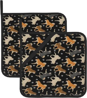 Produktbild von Topflappen, isolierter Topflappen, dick, hitzebeständig, zum Grillen, Kochen, Backen, 2 Stück,Shiba Inu Pfote