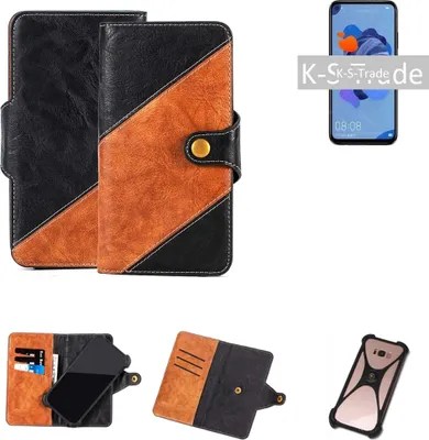 Produktbild von K-S-Trade Handyhülle Schutzhülle Bookstyle Case Wallet-Case kompatibel mit Xiaomi Black Shark 2 Handy Cover Bumper Klapphülle schwarz hellbraun 1x