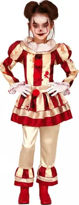 Produktbild von Blutiges Clownsmädchen Kinder Kostüm für Halloween und Fasching Größe: 10-12 Jahre
