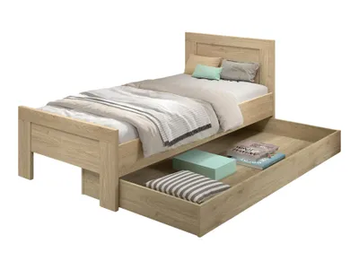 Produktbild von VIPACK - SAM Artikel-Set 2-tlg. best aus, Einzelbett, Bettschublade, Eiche Melamin Nachbildung
