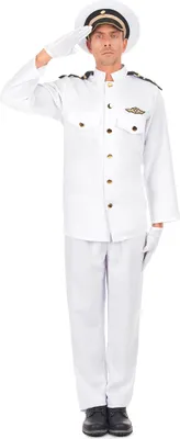 Produktbild von Marineoffizier Kostüm Kapitänskostüm weiss-schwarz-gold - M / L