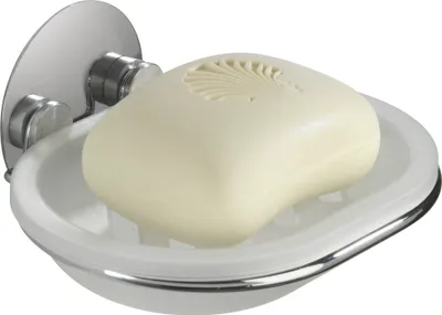 Produktbild von WENKO Seifen Ablage Schale Igel Unterlage Wand Chrom Halterung ohne bohren WC