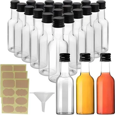 Immagine prodotto di Fiaschette da 50 ml con etichette e imbuto, nere, 24 pezzi
