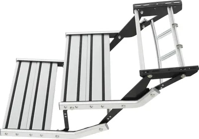 Produktbild von Wohnmobil Wohnwagen Camper Trittstufe - Doppelstufe - Aluminiumlegierung - Manuell Klappbar - Tragkraft 200 kg - Silber