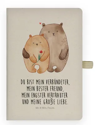 Produktbild von Mr. & Mrs. Panda Kladde Bären Liebe - Transparent - Geschenk, Verknallt, Freundin, Adressbuch, notizbuch, Skizzenbuch, Tagebuch, Journal, Kuscheln, Blume, Jahrestag