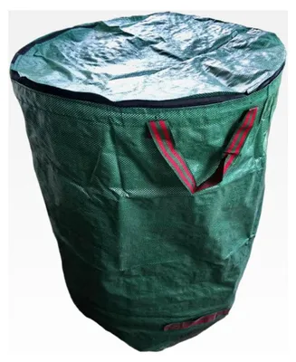 Produktbild von Robuster Gartenabfallsack aus reißfestem PP-Gewebe, 120 l, mit Deckel, wiederverwendbar und faltbar für Gartenabfälle und Aufbewahrung