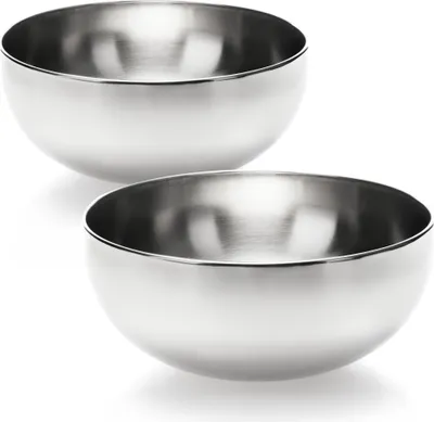 Produktbild von com-four® 2-teiliges Rührschüssel Set aus Edelstahl - Edelstahlschüssel - multifunktionale Küchenschüssel für Snacks - silberfarbene Metallschüssel - Dekoschale