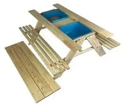 Obrázek produktu pro Dřevěný zahradní set stůl + 2 lavice