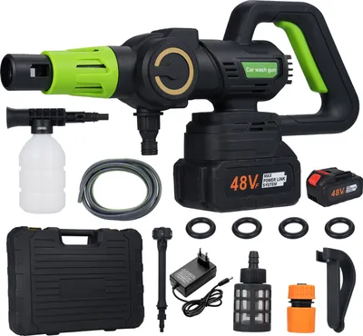 Obrázek produktu pro Přenosná akumulátorová tlaková myčka, bezkartáčová tlaková myčka s tlakem 360 PSI, bateriová tlaková myčka na auto s baterií 3,0 Ah, tryskou 6 v 1, 12,5metrovou hadicí pro zalévání, čištění, mytí auta, mytí podlahy