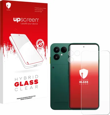 Produktbild von upscreen Schutzglas für Fairphone 6 (Display+Kamera) Schutzfolie Panzer Folie Glas Display Schutz klar