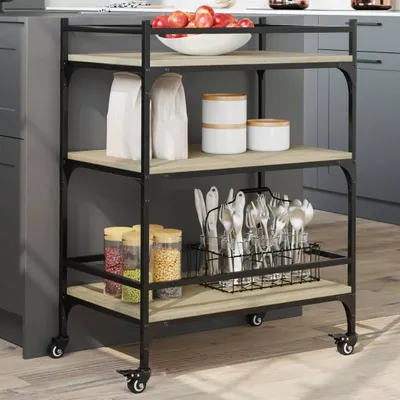 Produktbild von Küchenwagen Sonoma-Eiche 65x40x86,5 cm Holzwerkstoff - Servierwagen 842397