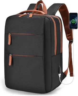 Produktbild von Reiserucksack als Handgepäck, wasserdicht, 40x30x15 cm, geeignet für einen 15,6-Zoll-Laptop, mit USB-Diebstahlschutz – Schwarzer Schulrucksack für Reisen und Business