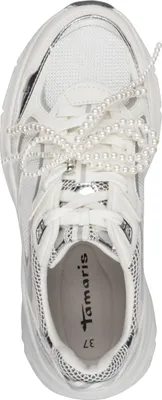Produktbild von Tamaris Damen Schnürschuh Farbverlauf Vegan Perlen Vegan 1-23799-46, Größe:38 EU, Farbe:Weiß