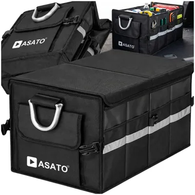 Produktbild von ASATO Kofferraum-Organizer 60 x 35 x 30 cm faltbar mit Deckel und Fächern
