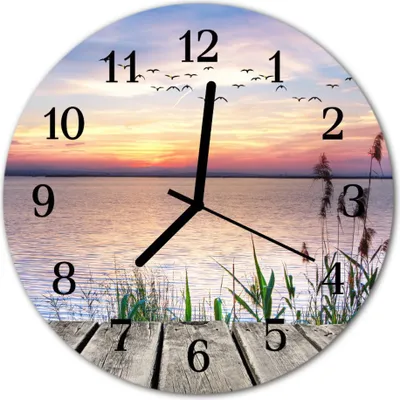 Produktbild von Glasuhr Wanduhr Küchenuhr Echt-Glas 30fi cm See mehrfarbig