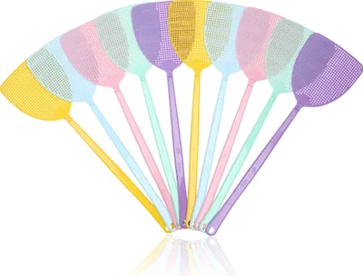 Produktbild von Rovar Fliegenklatsche Fliegenschutz, Mückenschutz 10er Pack für Fliegen, Mücken und Insekten, 44 x 12,5 cm Farblich Sortiert