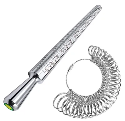 Imagen del producto de Calibrador para anillos de aluminio, para determinar la talla de anillos de la A a la Z, para hombres y mujeres, herramienta de medición de anillos
