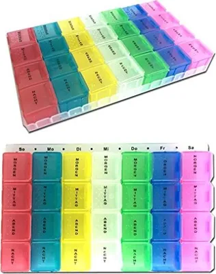 Produktbild von 2x Tablettenbox 7 Tage Pillendose Medikamentenbox Tablettendose bunt