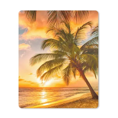Produktbild von MuchoWow® Mauspad Mousepad Sonnenuntergang - Palme - Wolken - Meer - Strand 19x23 cm - Mousepads - Maus Mat - Pad - Mausunterlage - Mauspads - Spielen