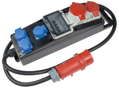 Produktbild von as-Schwabe Vollgummi-Stromverteiler CEE 400V 32A 2x CEE 3x Schuko 230V 16A IP44