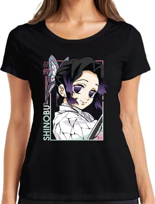 Produktbild von Shinobu Kocho Kimetsu no Yaiba Schmetterling lila Anime Geschenk Damen T-Shirt, Schwarz, L