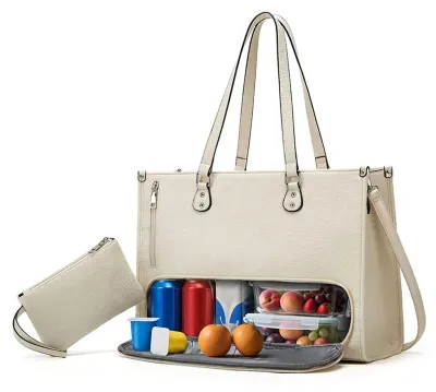 3-in-1 Laptoptas mit isoliertem Lunchfach, 42x30x18 cm, weiß