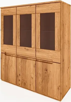 Produktbild von Anrichte Bento aus Wildeiche massiv 111x45x129 cm mit 6 Türen und Glas