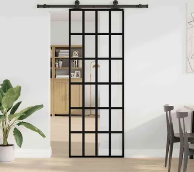 Immagine prodotto di Porta Scorrevole con Ferramenta 76x205cm Vetro ESG Alluminio