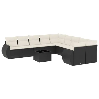 Immagine prodotto di vidaXL Set di divani da giardino da 11 pezzi con cuscini in polirattan nero