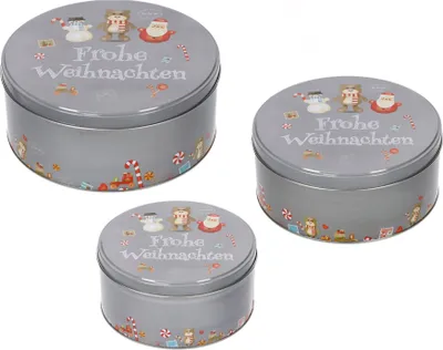 Produktbild von Gebäckdose Keksdose "Frohe Weihnachten " 3er Set rund Weihnachtsmotiv