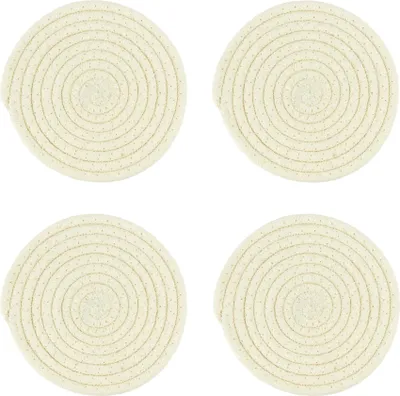 Produktbild von Krumble Topflappen - 4er Set - Bohemian - Rund - Untersetzer - Pfannenschutz - Pfannenzubehör - Tischschutz - Baumwolle - Beige - 18 cm (d)