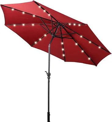 Produktbild von LED Gartenschirm mit LED, Sonnenschirm mit Solar-Beleuchtung, Ø 300 cm Sonnenschirm faltbar/Ampelschirm/Terrassenschirm/Kurbelschirm/Strandschirm Solar LED, Farbwahl
