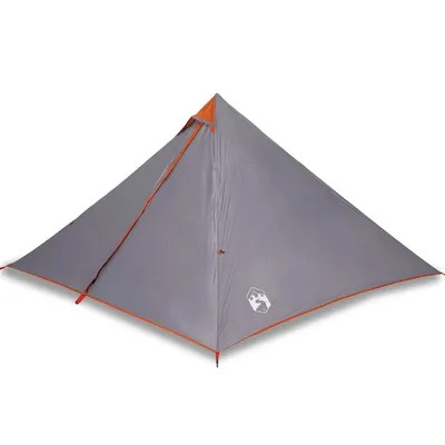 Produktbild von Tipi-Familienzelt 7 Personen Grau und Orange Wasserdicht
