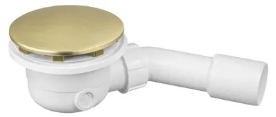 Immagine prodotto di Scarico a sifone per doccia, modello FLAT 90A, diametro 90 mm, in ABS, finitura oro spazzolato