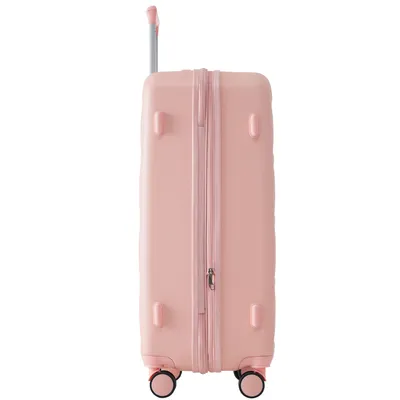 Produktbild von Flieks Koffer Handgepäck, Reisekoffer mit Rautenmuster, Handgepäck Rollkoffer mit 4 Rollen und TSA Schloss, Hartschale Hardcase Trolley, XL, Rosa