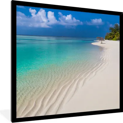 Produktbild von MuchoWow® Gerahmtes Poster Meer - Strand - Sommer 40x40 cm - Poster mit Schwarzem Bilderrahmen Wandposter Rahmen Foto Bilder - Mit Rahmen - Wanddekoration Schlafzimmer