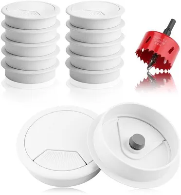 Produktbild von Kabeldurchführung Büro 60mm 12teilig weiß