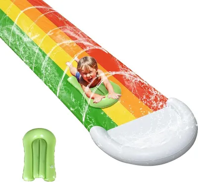 Produktbild von Wasserrutsche 480 x 76 cm, Einzelrutsche mit Bodyboard und Sprinkler, für Außenbereich