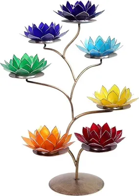 Produktbild von Chakra Lotus Display Metall + 21 Teelichthalter -- 57x35 cm