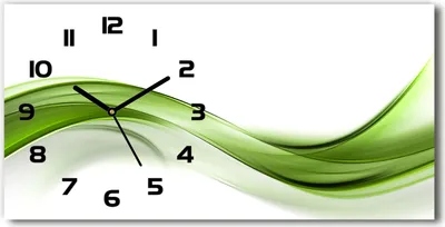 Produktbild von Wanduhr aus Glas – 60x30 cm - Glasbild - Glasuhr - Gehärtetes Glas - schwarze-zeiger - grüne Welle