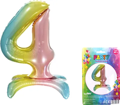 Obrázek produktu pro Balónek nafukovací - číslo 4 duha