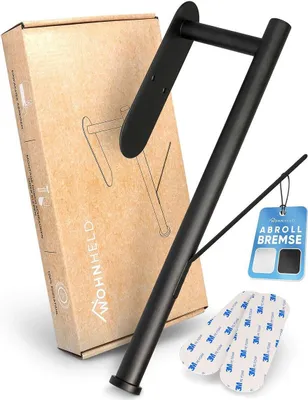 Produktbild von WOHNHELD® Küchenrollenhalter ohne Bohren [MIT Abroll-Bremse für einhändiges Abreißen] Schwarz Edelstahl I Papierrollenhalter I Papier Rollenhalter I Küchenrollenhalter Wand I Küche Werkstatt Wohnmobil