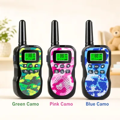 Image de Lot de 3 talkies-walkies, camouflage, 8 canaux, portée de 3 km, jouet pour enfants