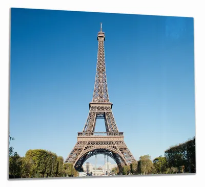 Produktbild von Wallario Herdabdeckplatte aus Glas, Größe 60 x 52 cm 1-teilig, Motiv Pariser Eiffelturm