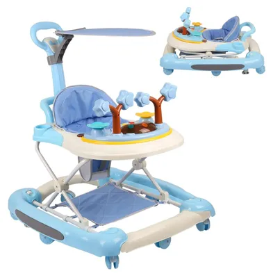 Produktbild von Baby Walker Lauflernhilfe - Aktivitätscenter - Spielbogen - Höhenverstellbar - 4 Räder - Bis 20 kg - Für 1–2 Jahre - Blau