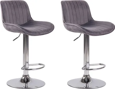 Produktbild von 2er Set Barhocker Lentini Samt chrom dunkelgrau