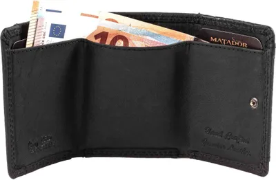Produktbild von MATADOR GENF Kleine Leder Mini Geldbörse RFID Karo Schwarz