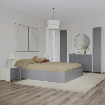 Productafbeelding van haaus Malmö V5 slaapkamer set, 160 x 200 cm, eikenhout wit/anthraciet